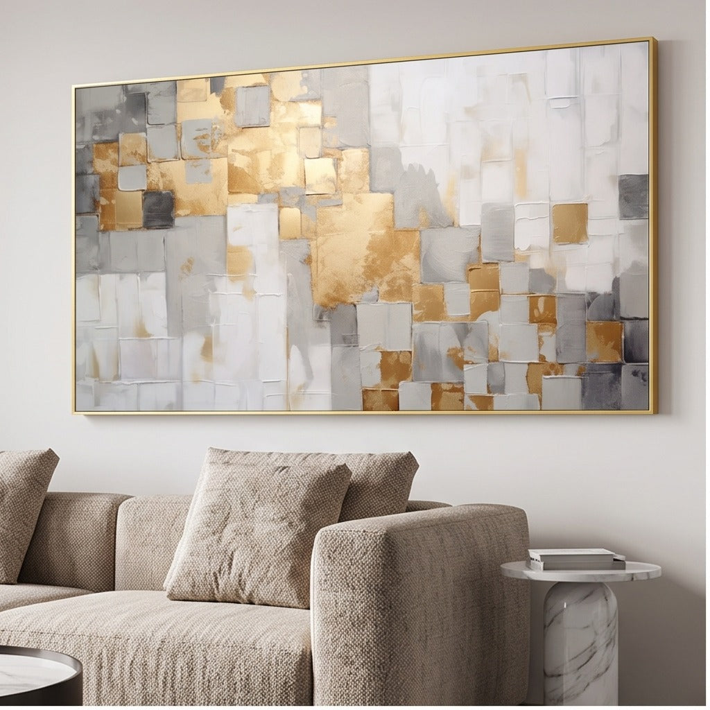 Textured Gold Geometric Abstract Wall Art #TO332