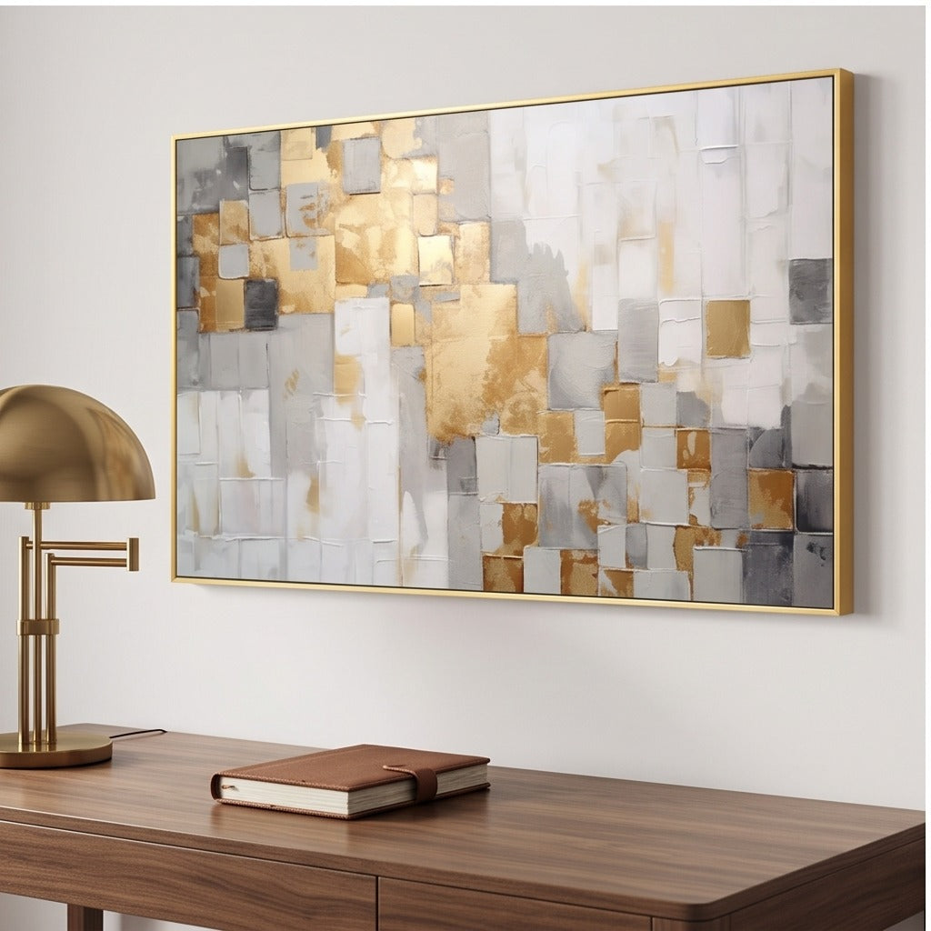 Textured Gold Geometric Abstract Wall Art #TO332