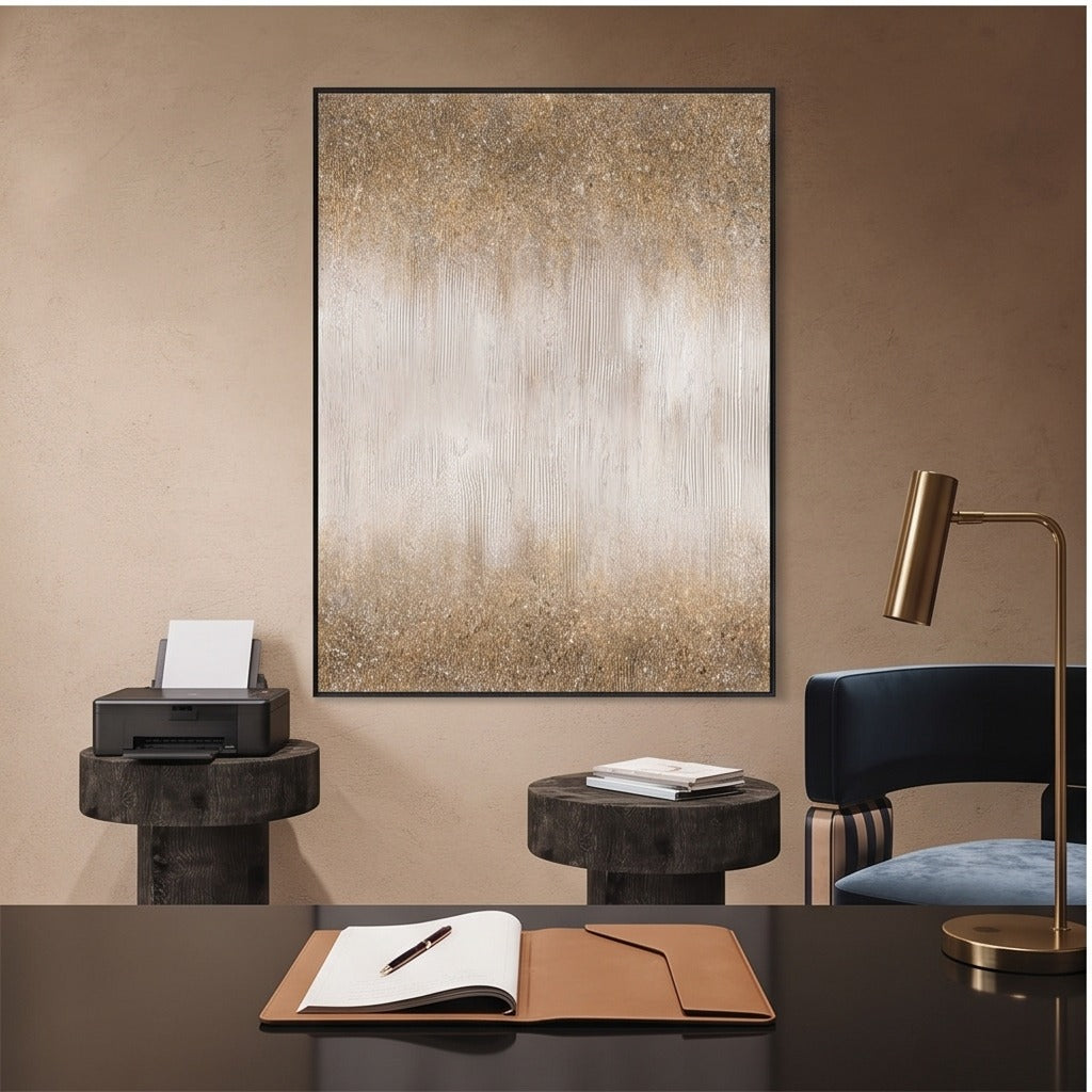 Textured Gold & White Abstract Wall Art #TO855