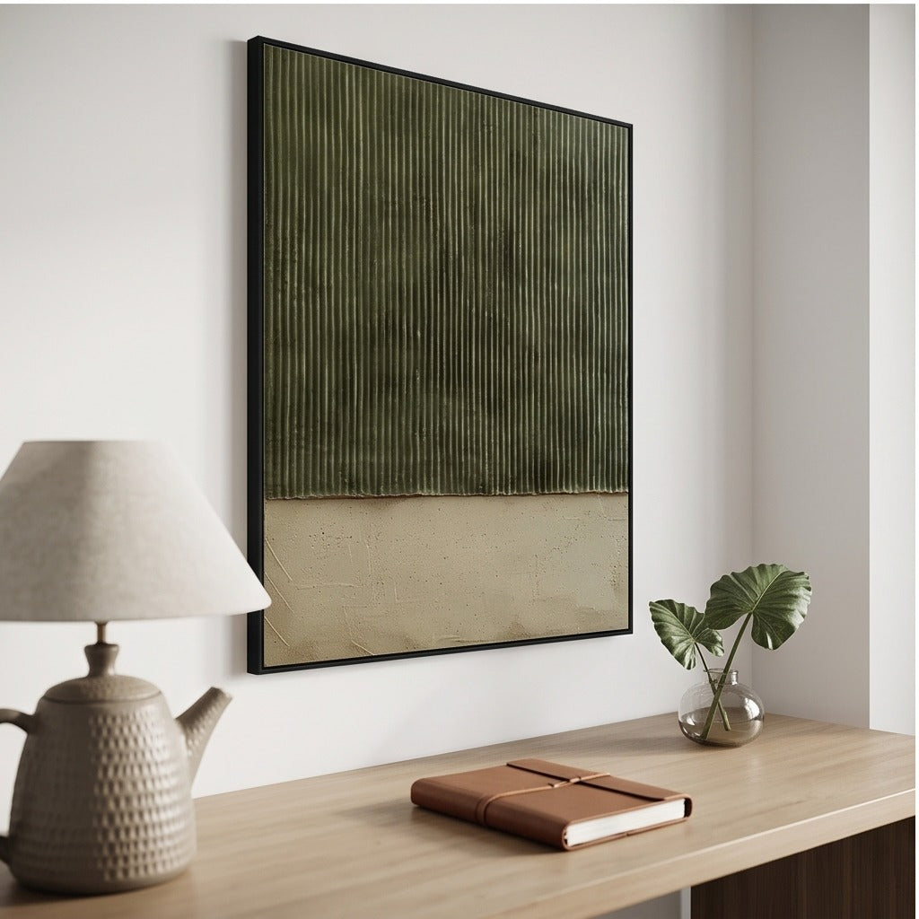 Textured Green Geometric Abstract Wall Art #TO113