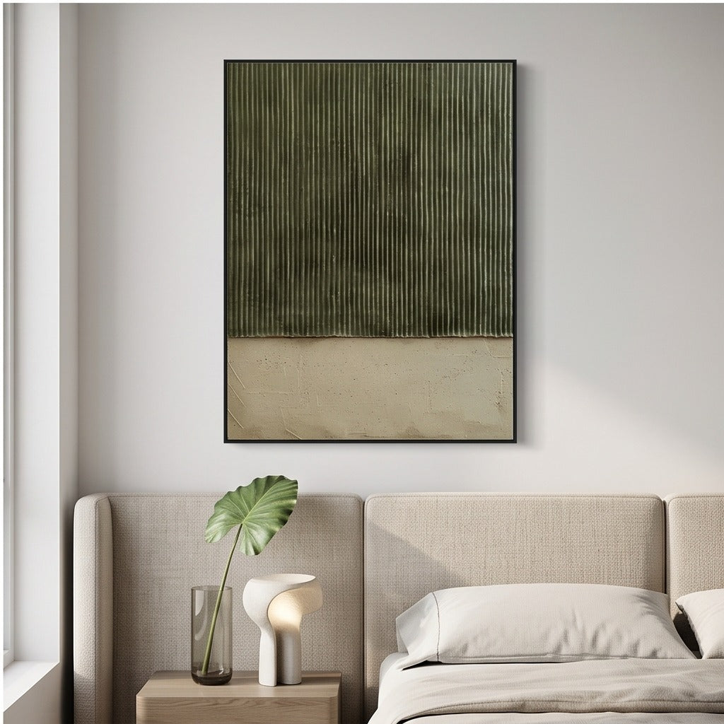 Textured Green Geometric Abstract Wall Art #TO113