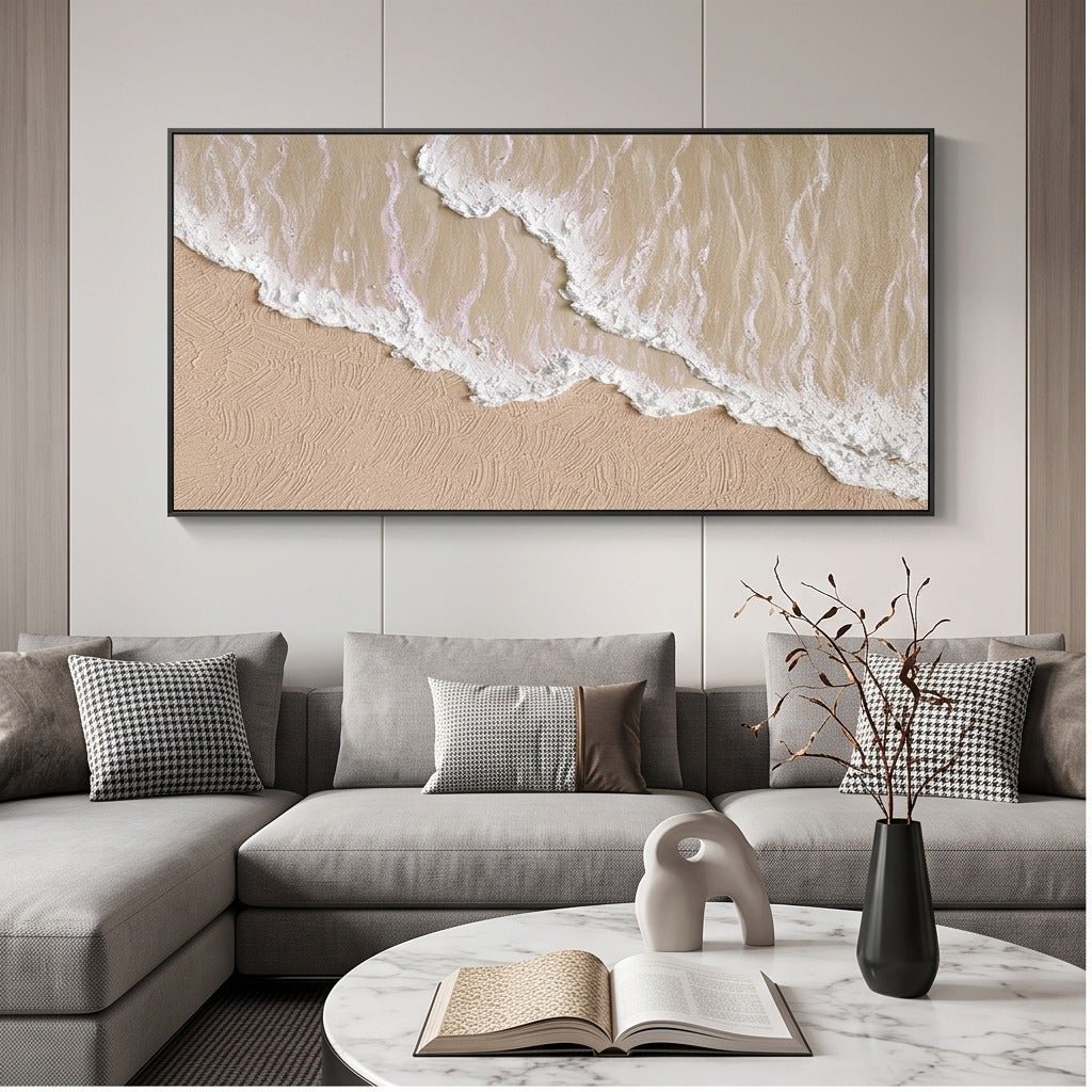 Textured Neutral Ocean Wall Art TO364 - Tactile Atelier