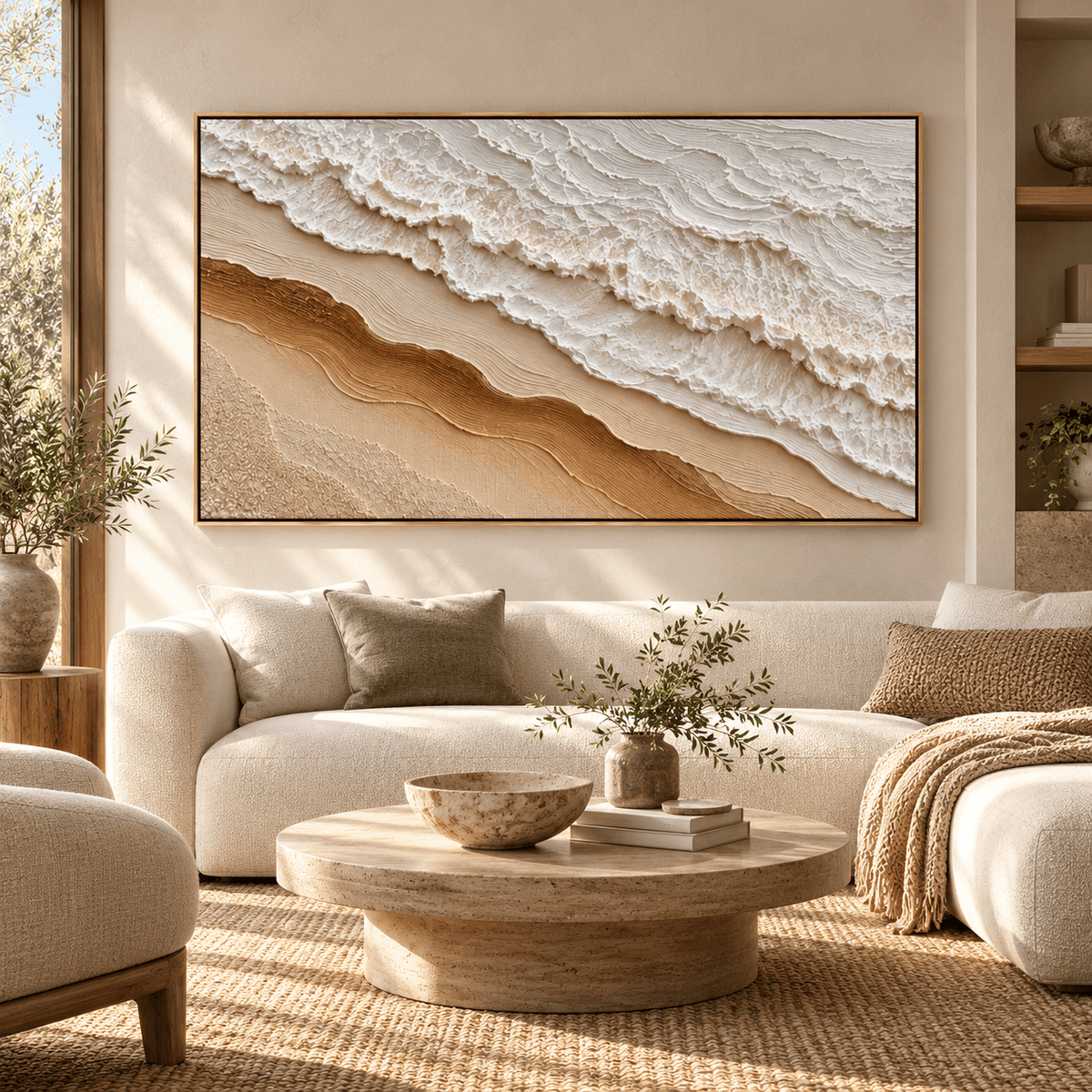 Textured Neutral Ocean Wave Wall Art #TO355
