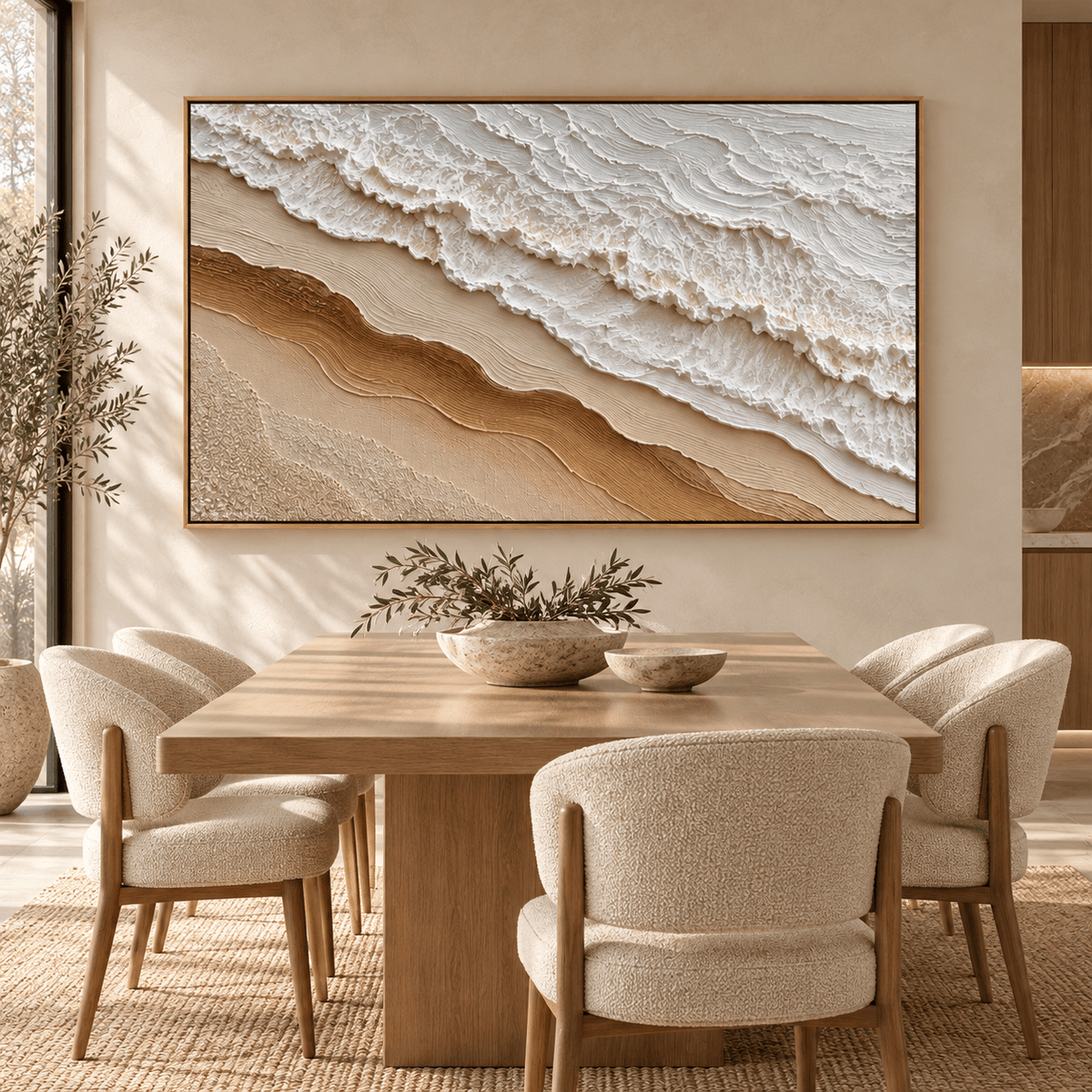 Textured Neutral Ocean Wave Wall Art #TO355