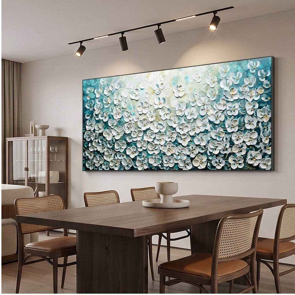 Textured White Floral Wall Art #TO165