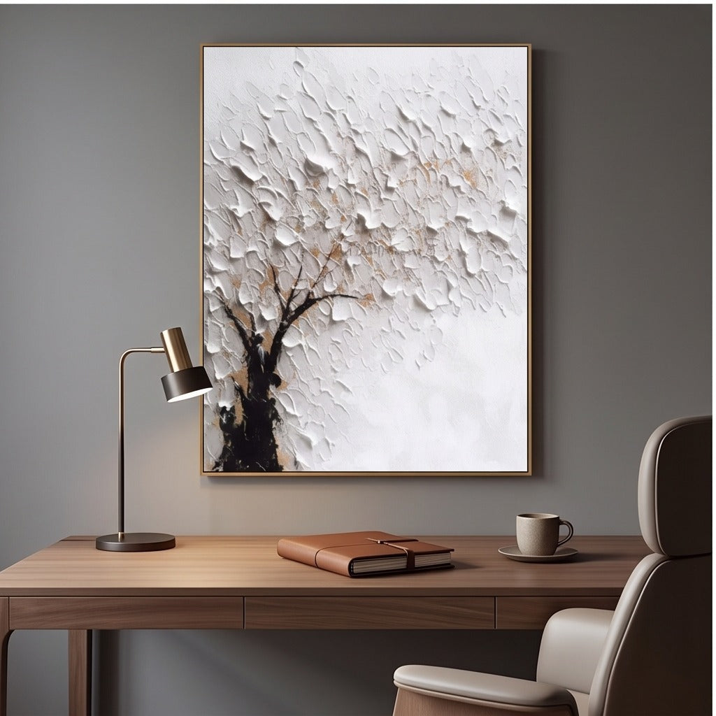 Textured White Tree Wall Art #TO121