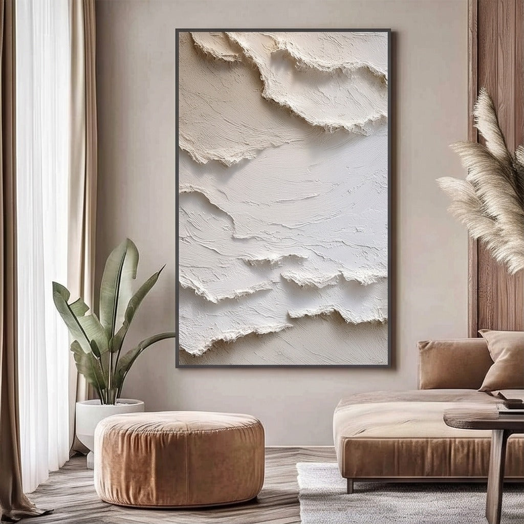 White Textured Abstract Wall Art #TO152