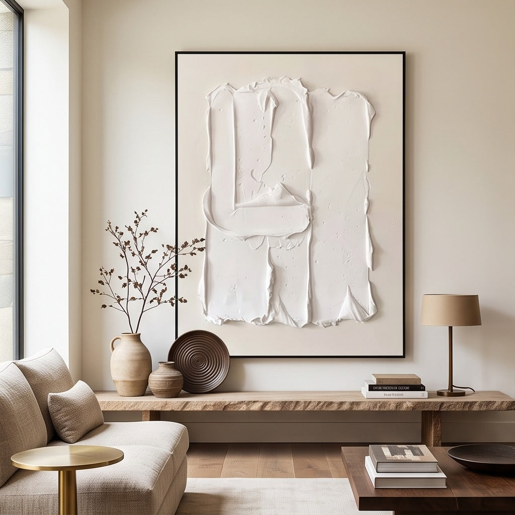 White Textured Abstract Wall Art #TO116