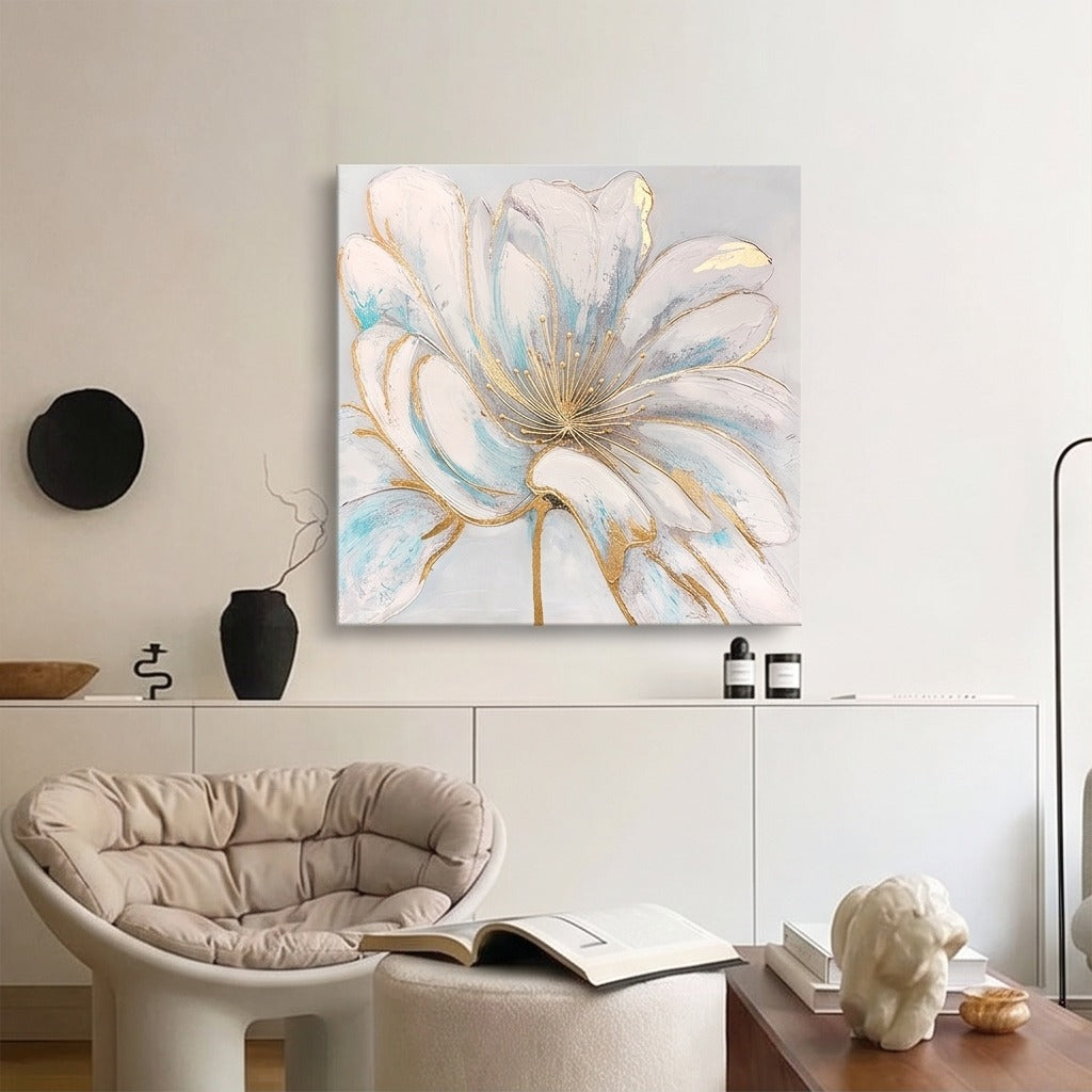 White Blue Floral Wall Art #TO136