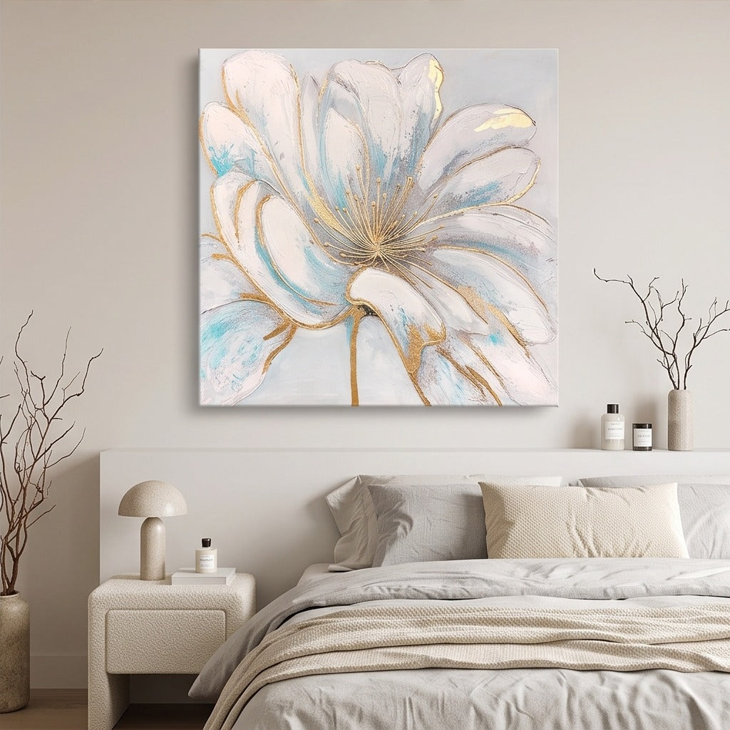 White Blue Floral Wall Art #TO136
