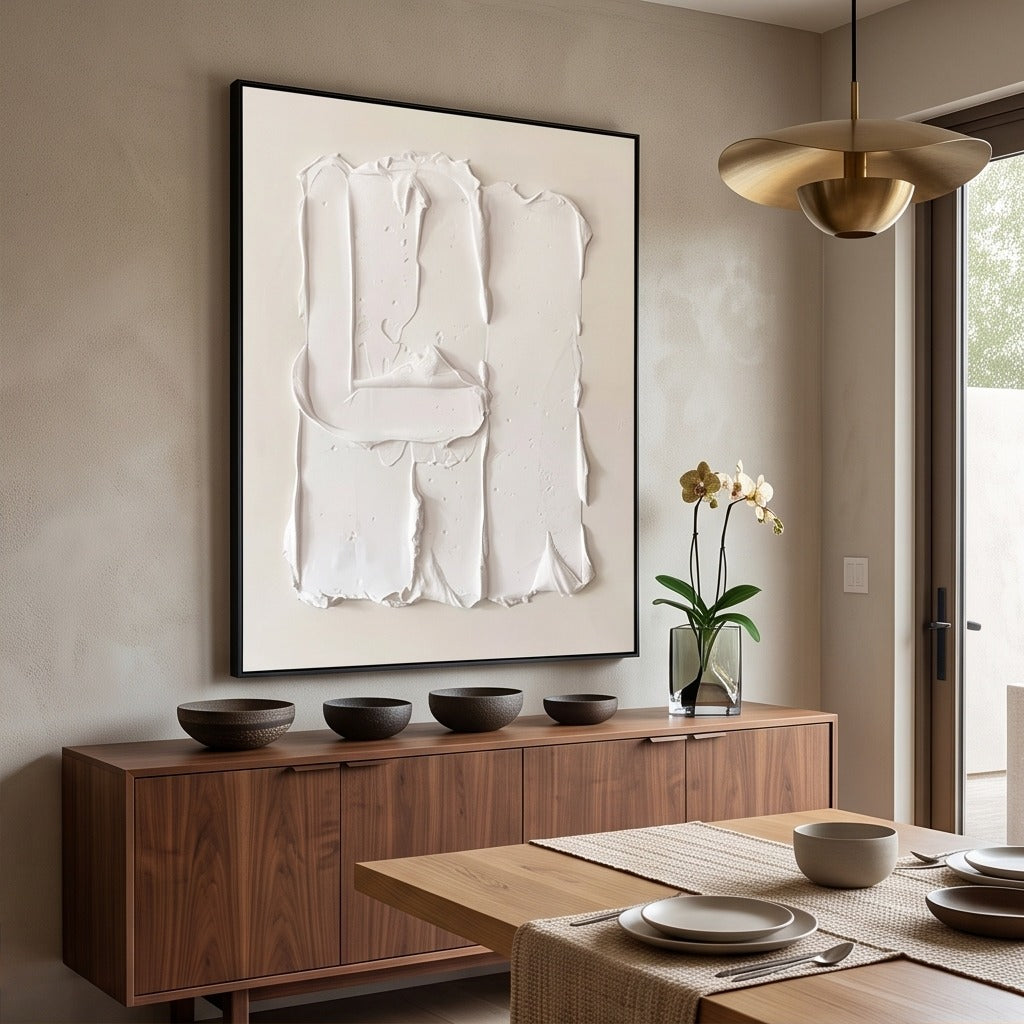 White Textured Abstract Wall Art #TO116