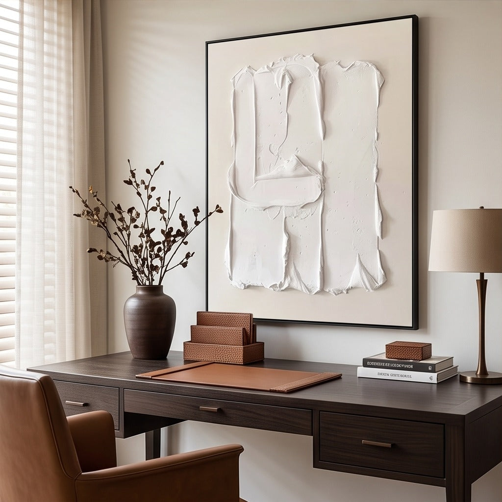 White Textured Abstract Wall Art #TO116