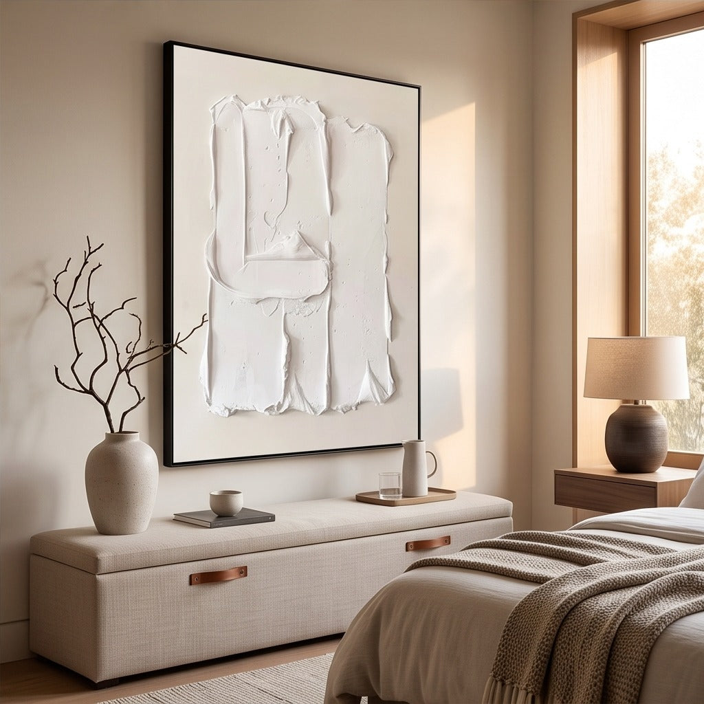 White Textured Abstract Wall Art #TO116