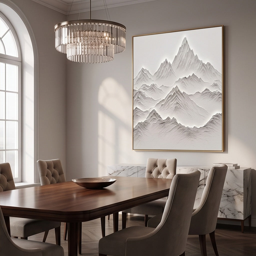 White Textured Mountain Wall Art #TO817