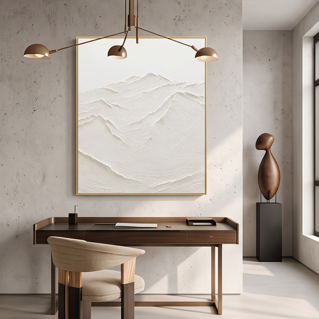 White Textured Mountain Wall Art #TO397