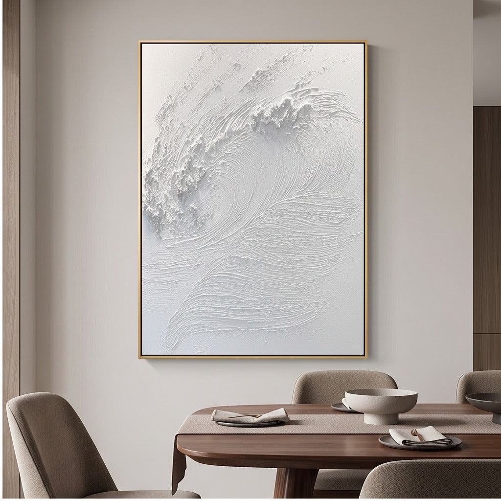 White Textured Wave Wall Art #TO869