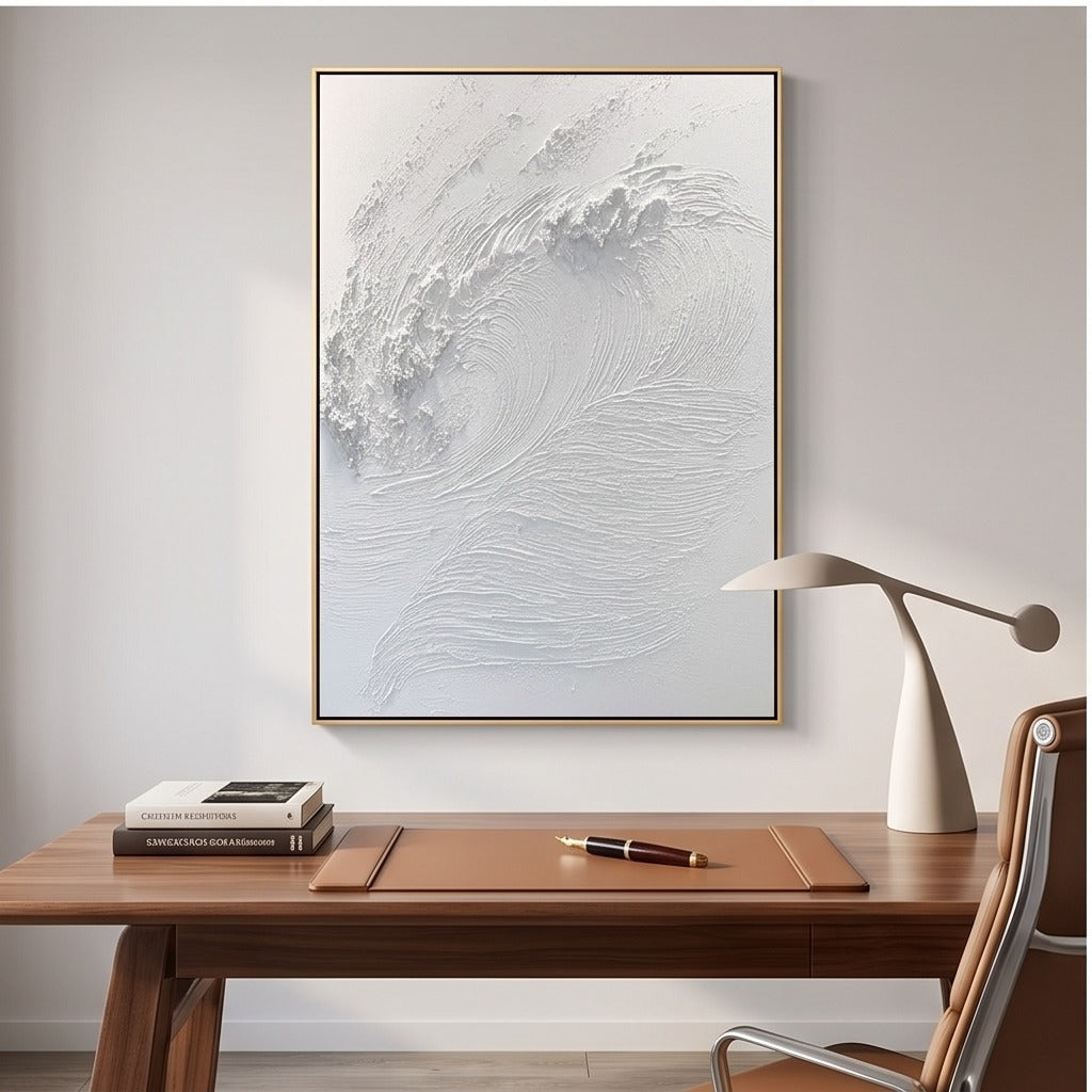 White Textured Wave Wall Art #TO869