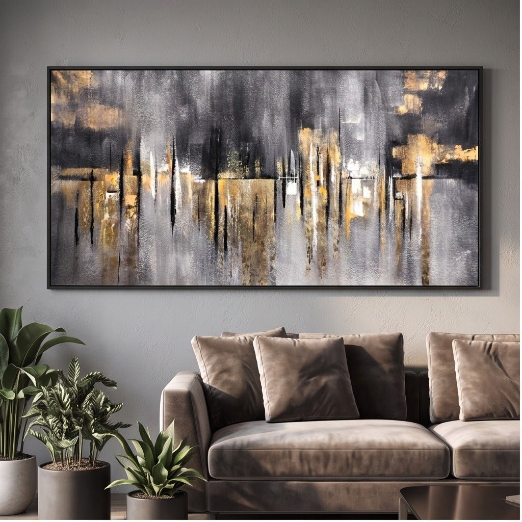 Black and Gold Abstract Wall Art #TO203 - Tactile Atelier