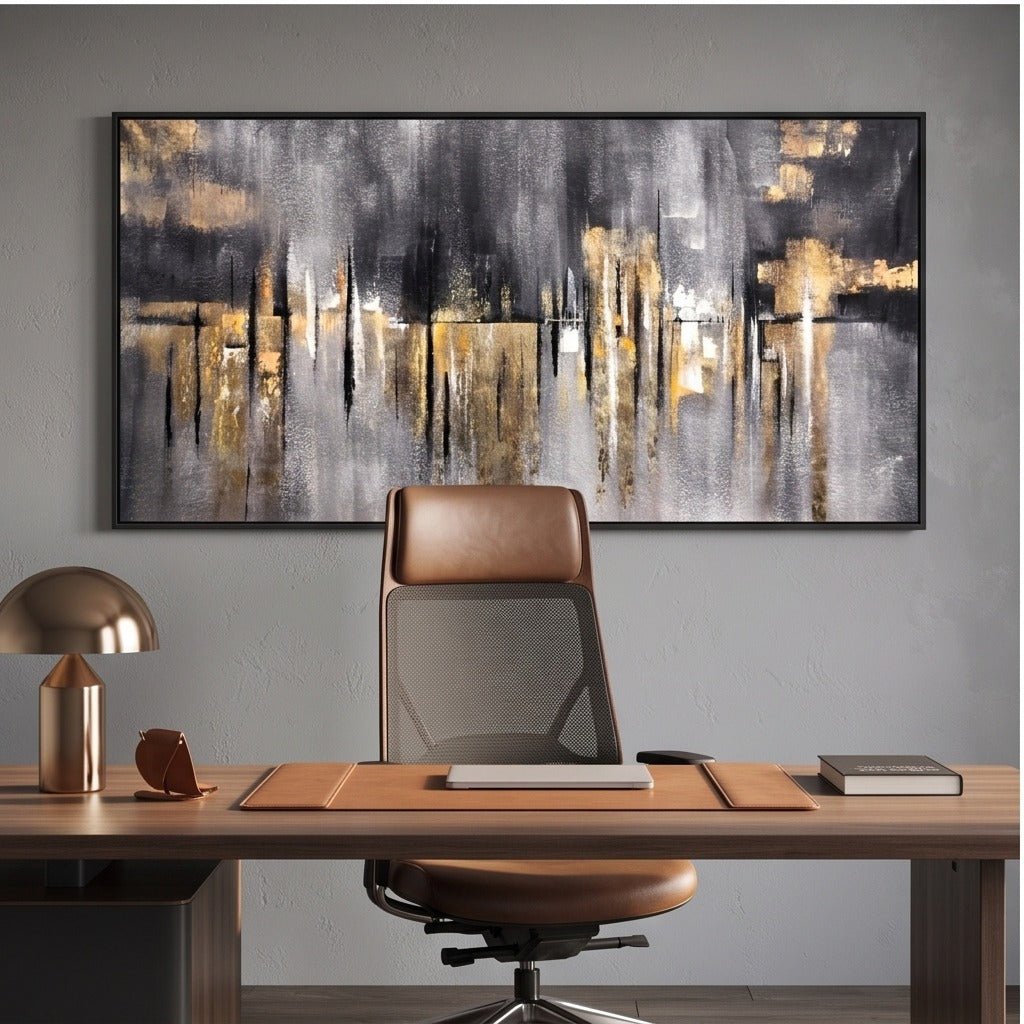Black and Gold Abstract Wall Art #TO203 - Tactile Atelier