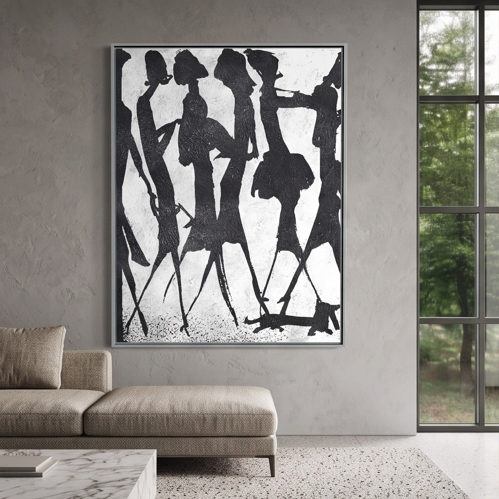 Black and White Abstract Figurative Wall Art TO261 - Tactile Atelier
