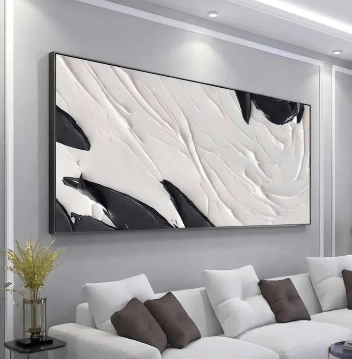 Black and White Abstract Textured Wall Art TA815 - Tactile Atelier
