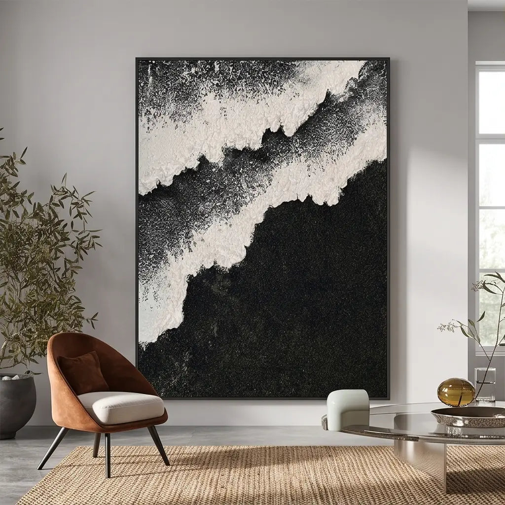 Black and White Abstract Wall Art TA303 - Tactile Atelier