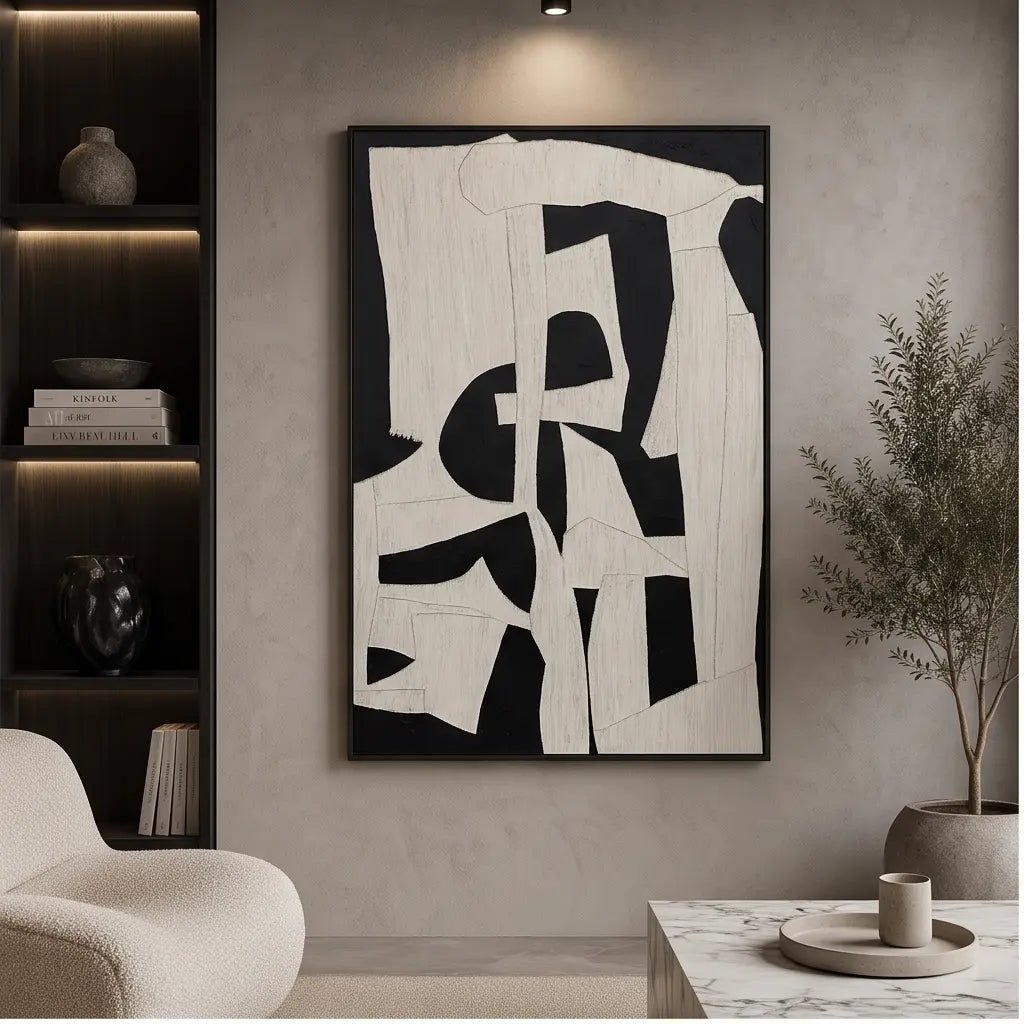 Black and White Abstract Wall Art TA304 - Tactile Atelier