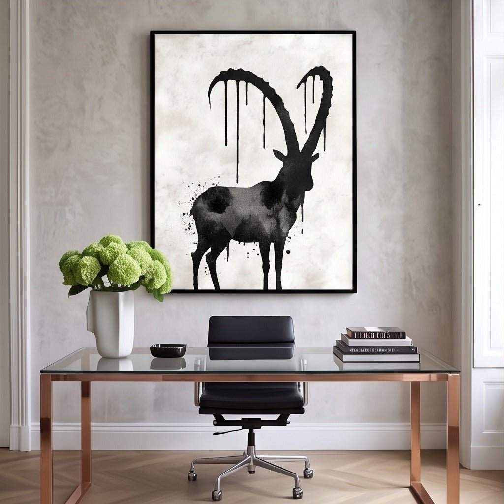 Black and White Deer Wall Art #TO081 - Tactile Atelier