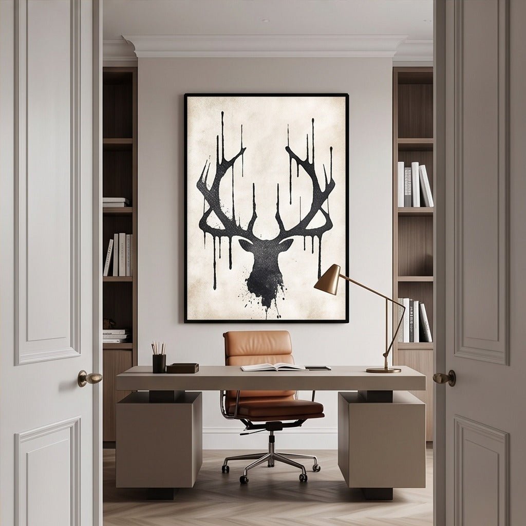 Black and White Deer Wall Art #TO091 - Tactile Atelier