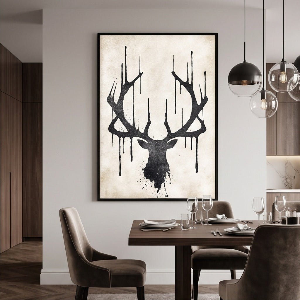 Black and White Deer Wall Art #TO091 - Tactile Atelier
