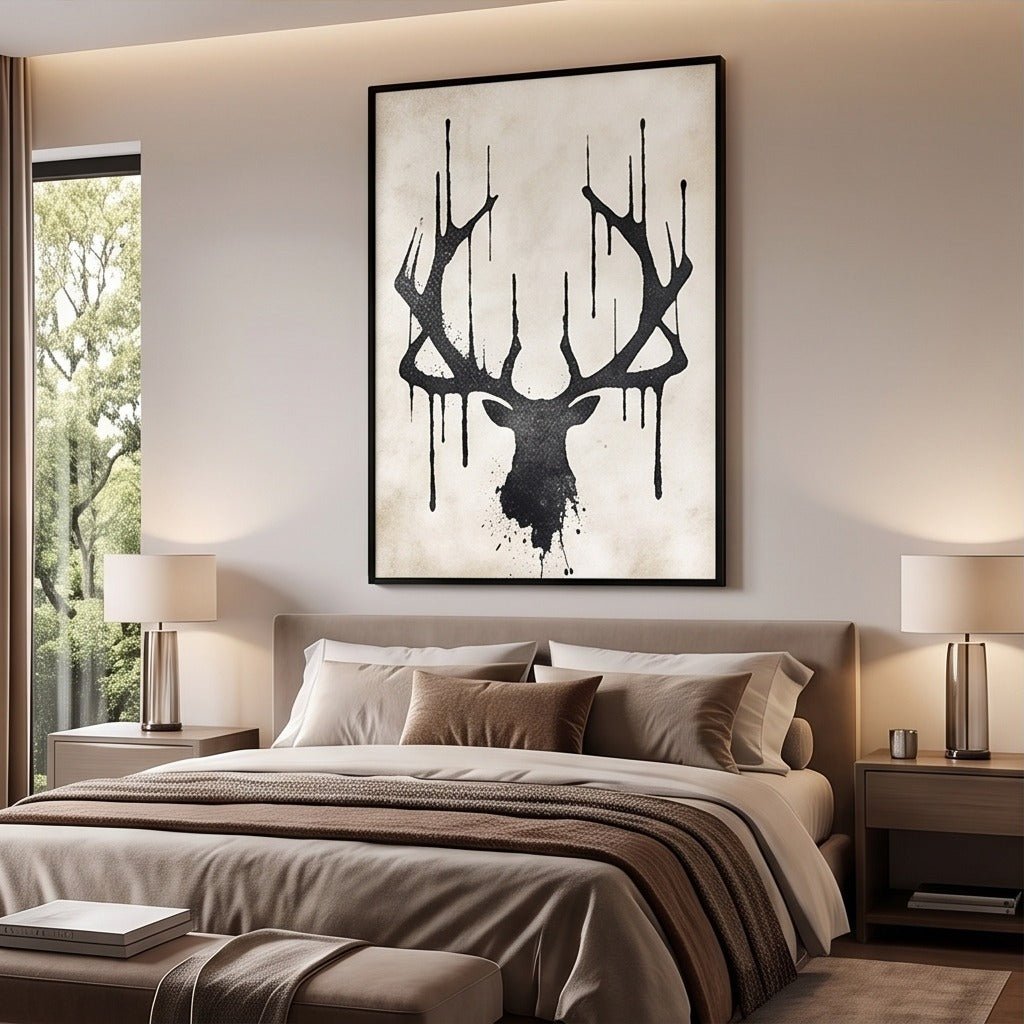 Black and White Deer Wall Art #TO091 - Tactile Atelier