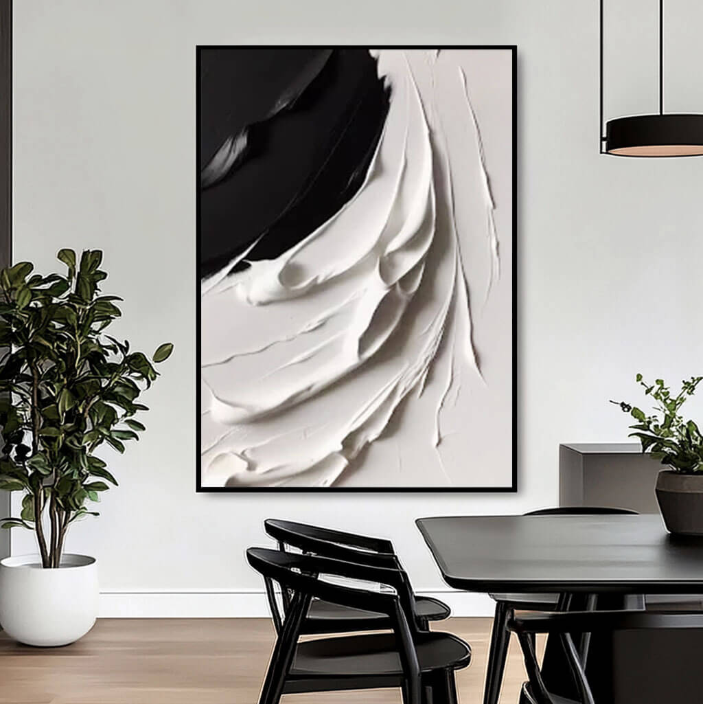 Black and White Textured Abstract Wall Art MT818 - Tactile Atelier