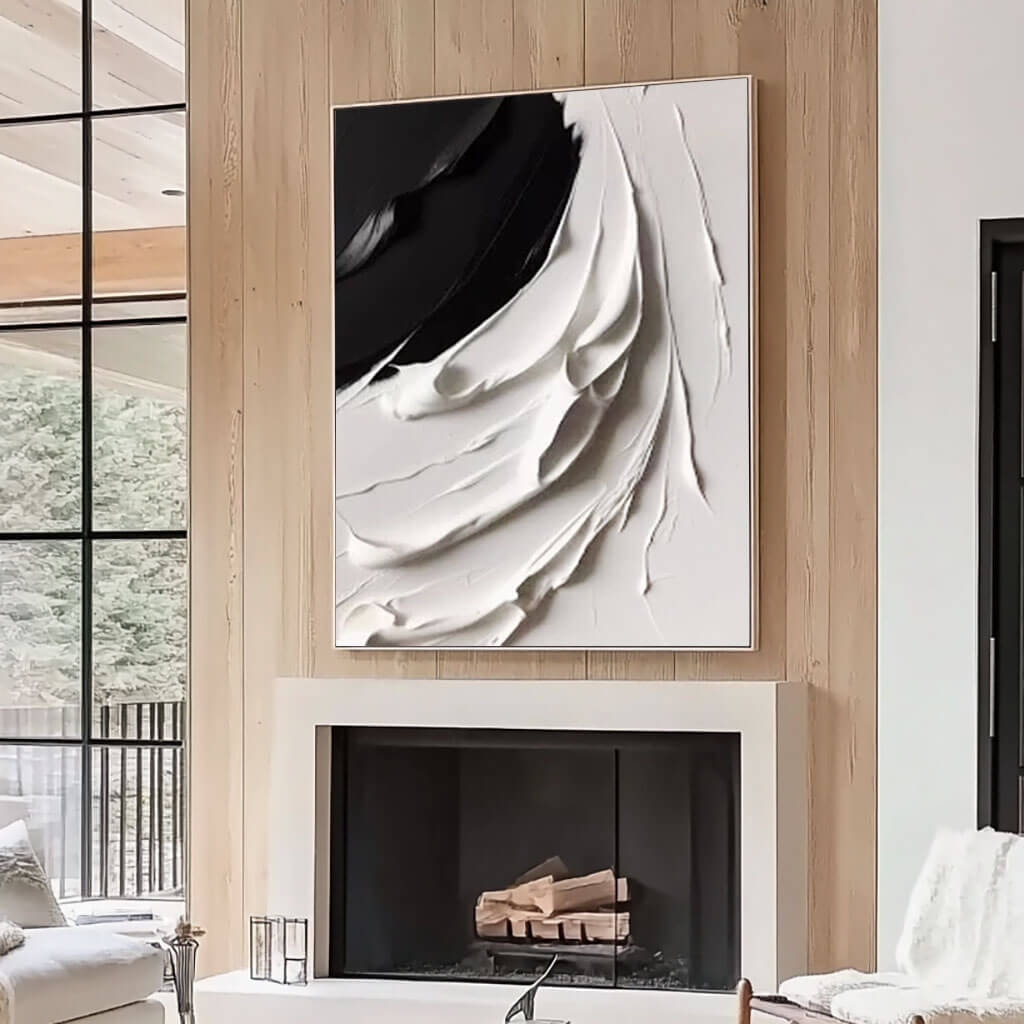 Black and White Textured Abstract Wall Art MT818 - Tactile Atelier