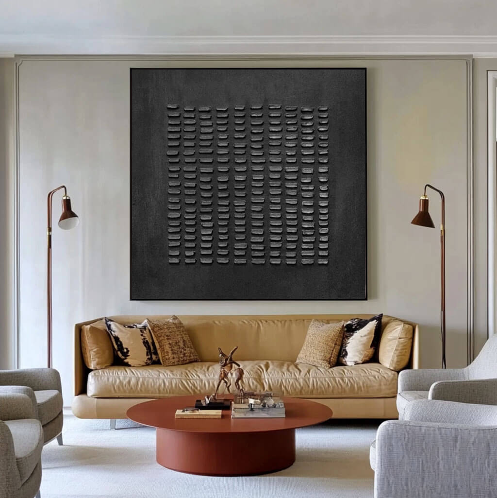 Black Minimalist Texture Wall Art MT011 - Tactile Atelier