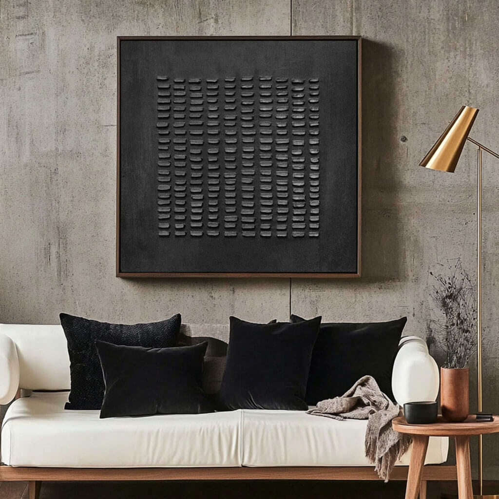 Black Minimalist Texture Wall Art MT011 - Tactile Atelier