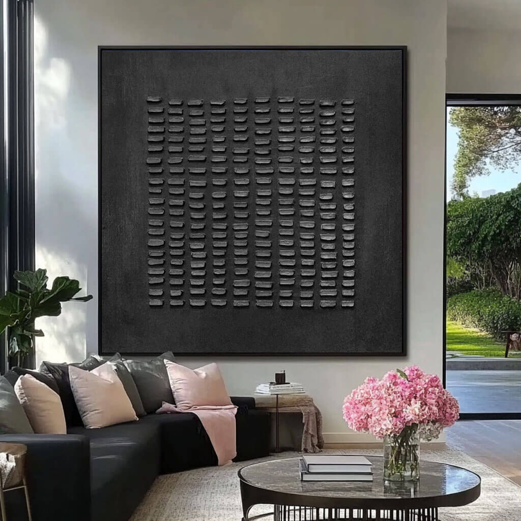 Black Minimalist Texture Wall Art MT011 - Tactile Atelier