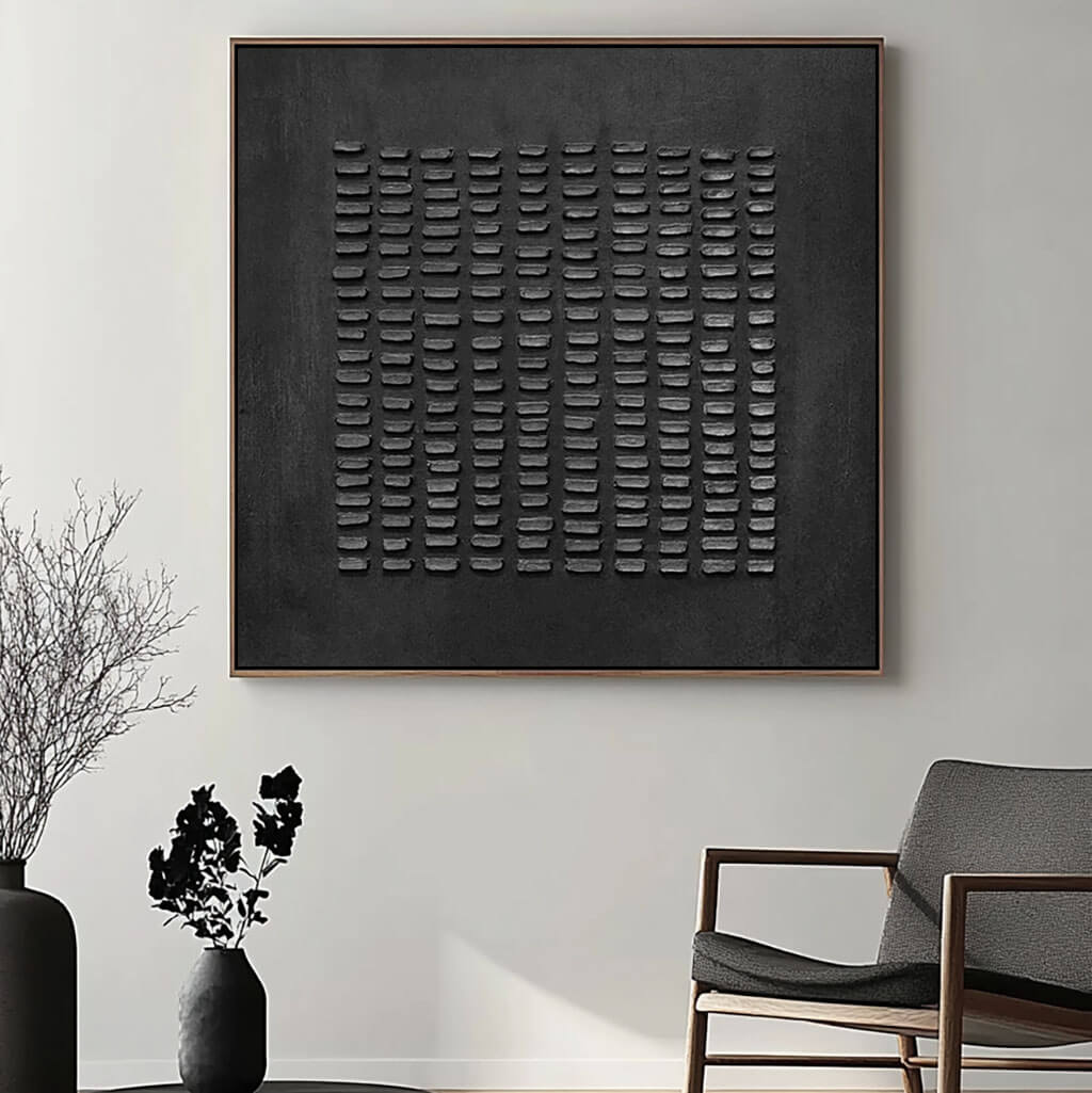 Black Minimalist Texture Wall Art MT011 - Tactile Atelier
