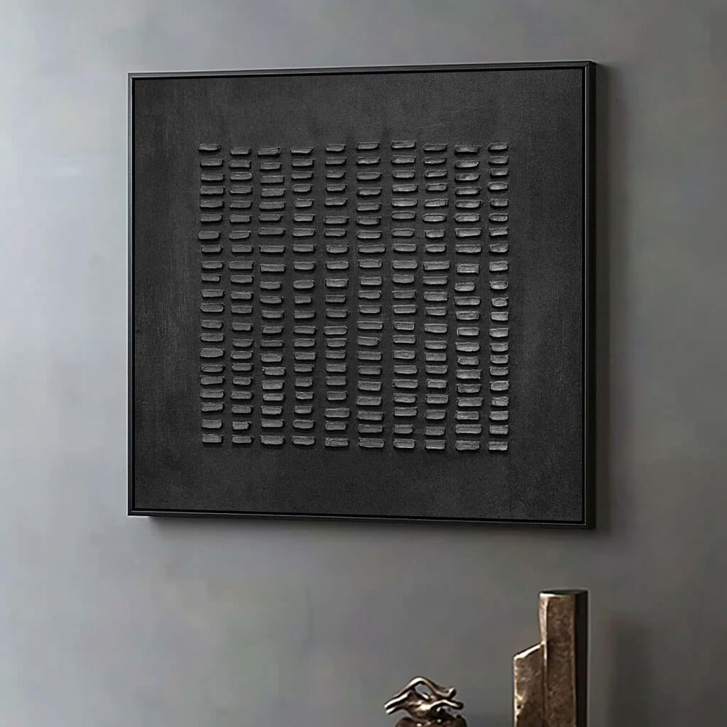 Black Minimalist Texture Wall Art MT011 - Tactile Atelier