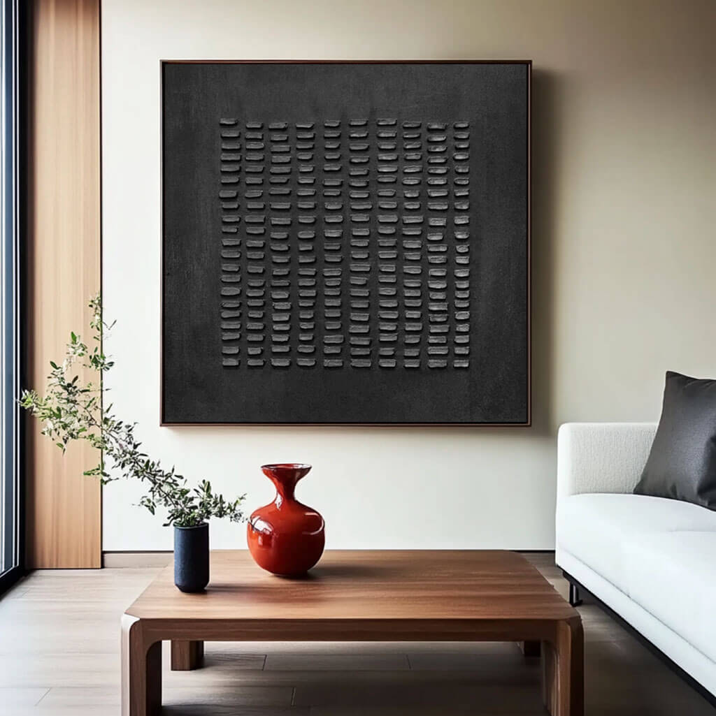 Black Minimalist Texture Wall Art MT011 - Tactile Atelier