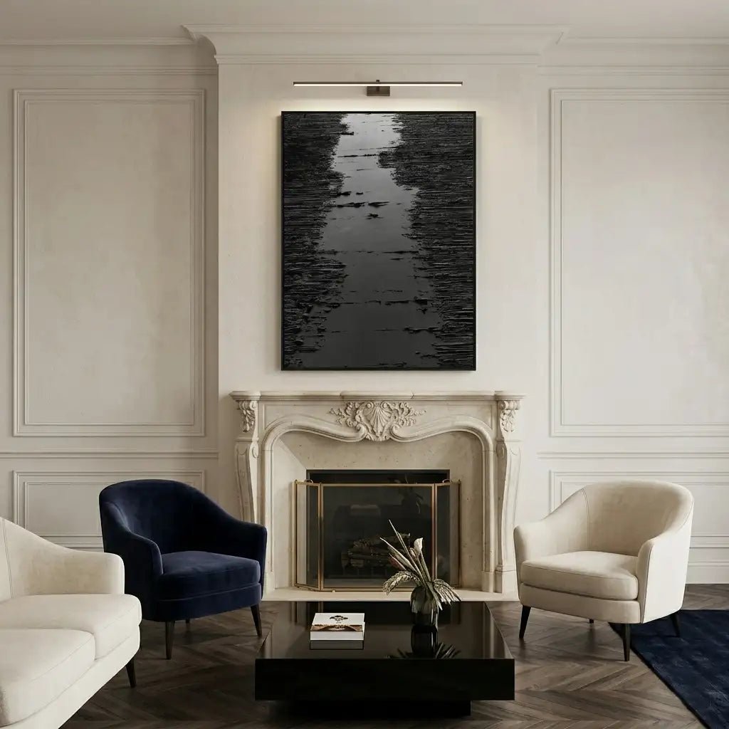 Black Textured Abstract Wall Art MT324 - Tactile Atelier