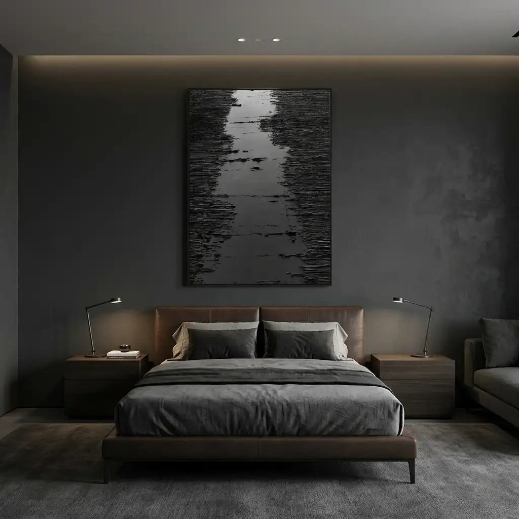 Black Textured Abstract Wall Art MT324 - Tactile Atelier