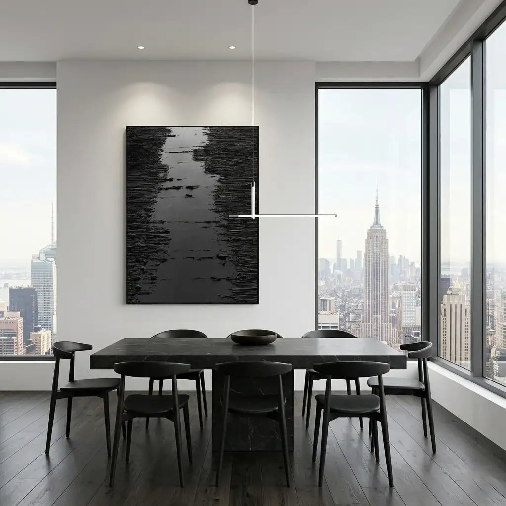 Black Textured Abstract Wall Art MT324 - Tactile Atelier
