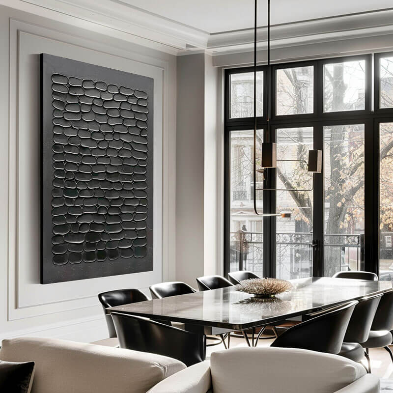 Black Textured Abstract Wall Art MT425 - Tactile Atelier
