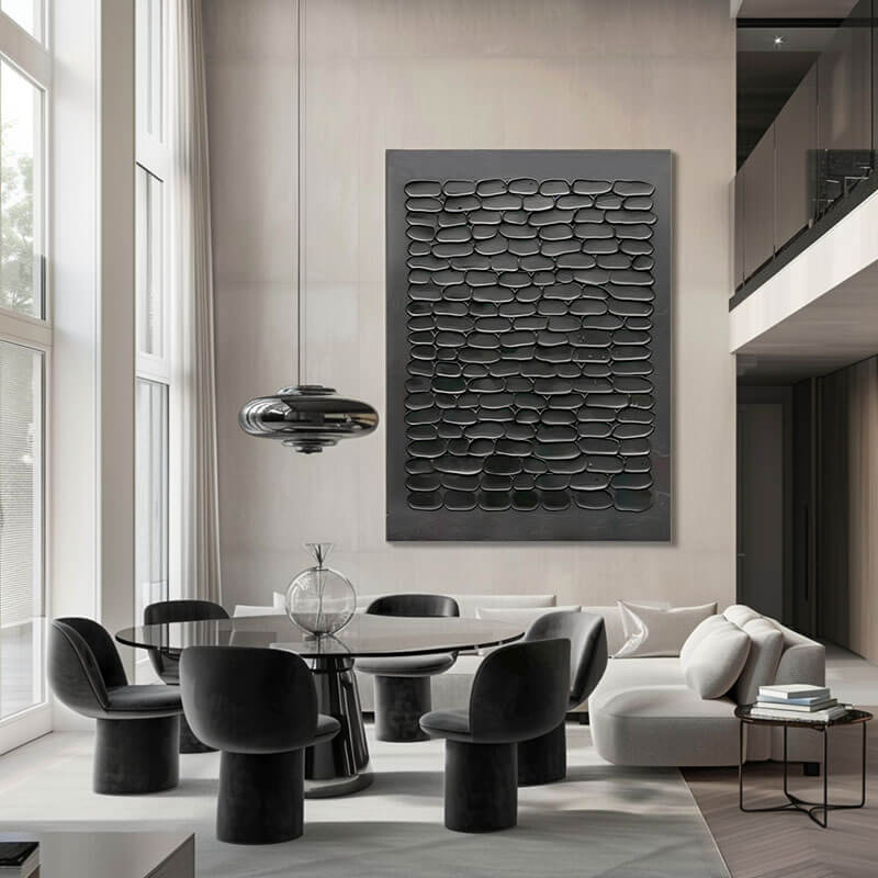 Black Textured Abstract Wall Art MT425 - Tactile Atelier