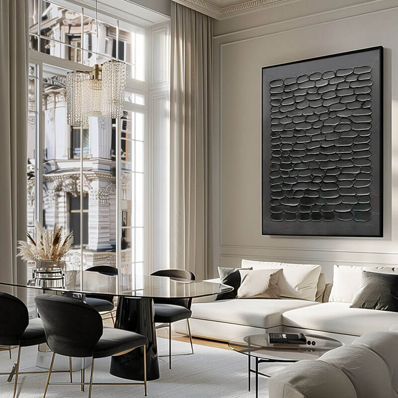 Black Textured Abstract Wall Art MT425 - Tactile Atelier