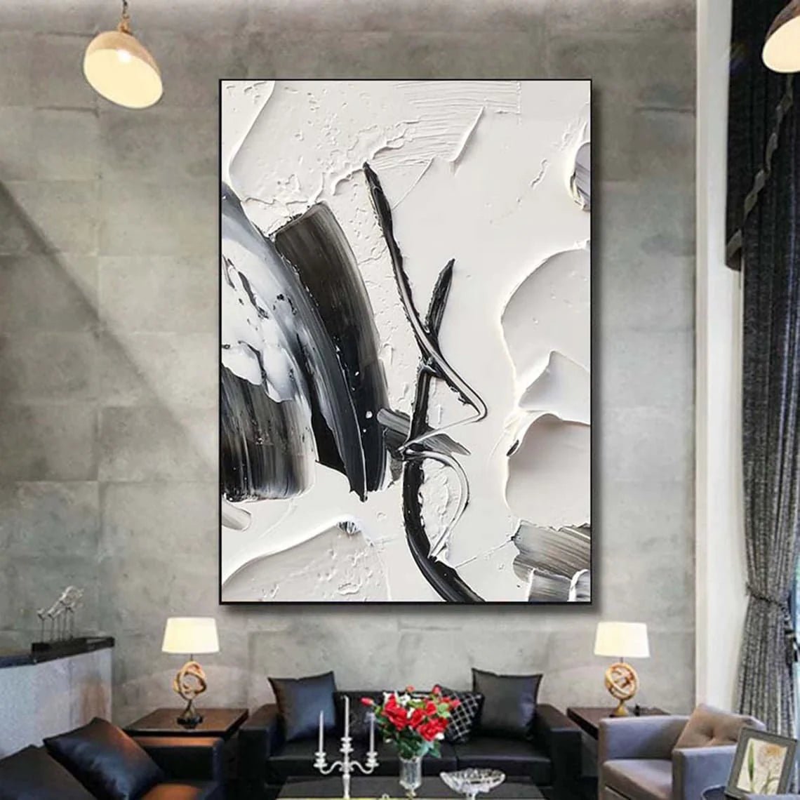 Black & White Abstract Wall Art MT342 - Tactile Atelier