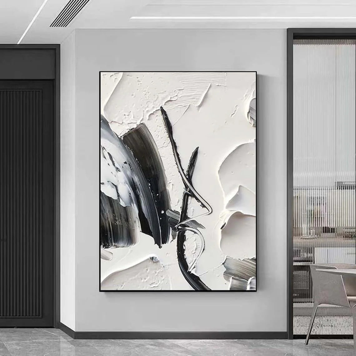 Black & White Abstract Wall Art MT342 - Tactile Atelier