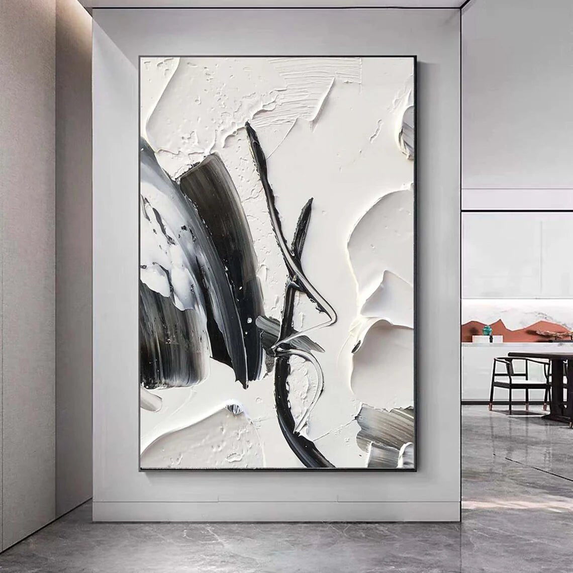 Black & White Abstract Wall Art MT342 - Tactile Atelier