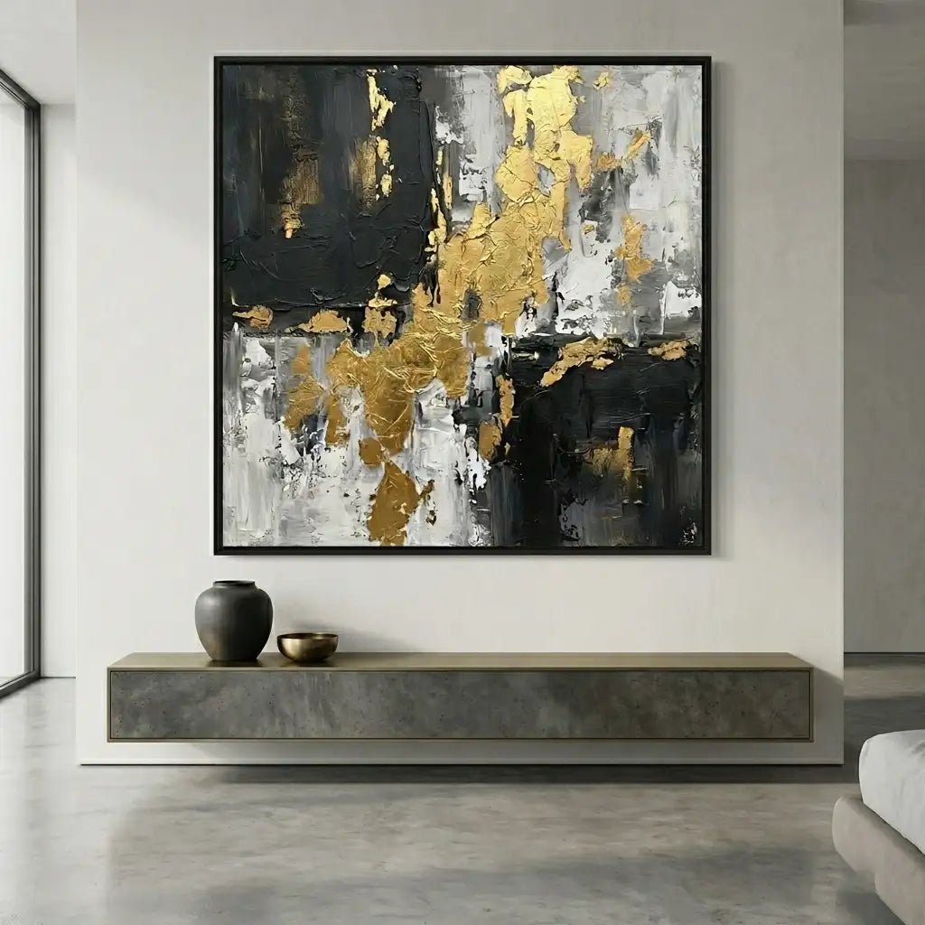 Black White & Gold Abstract Wall Art MT119 - Tactile Atelier