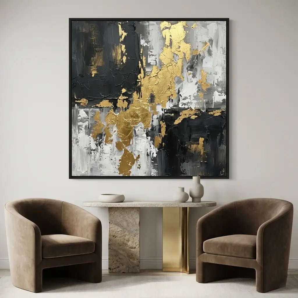 Black White & Gold Abstract Wall Art MT119 - Tactile Atelier